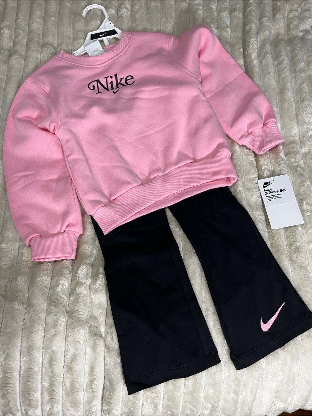 Nike Pink Sweatshirt with Black Pants Set Girls Size 4